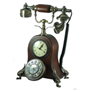 טלפון עתיק עץ מלא עם שעון
